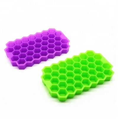 Hexagon Honeycomb Silicone Mini Ice Cube Tray Warna Kuning Hijau