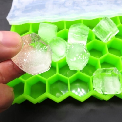 Hexagon Honeycomb Silicone Mini Ice Cube Tray Warna Kuning Hijau