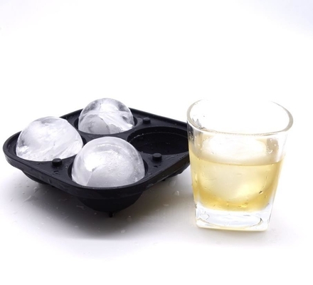 Whiskey 4 Rongga Silicone Ice Ball Mould Mudah Rilis Tahan Lama Dengan Corong
