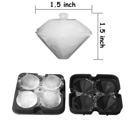 3D Berlian Silikon Es Batu Cetakan 12 * 12 * 3.8 CM Untuk Minuman