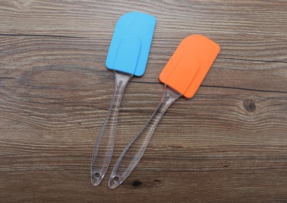 Food Grad Peralatan Dapur Silikon, Spatula Scraper Silikon Dengan Pegangan Oval Transparan