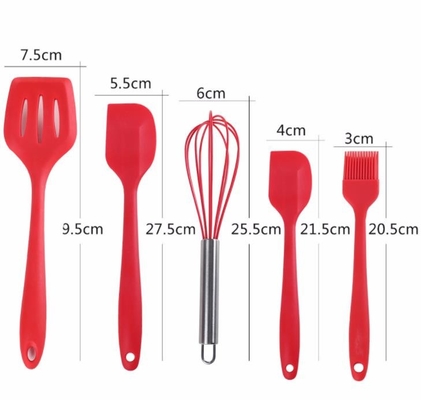 Food Grade Silicone Kithen alat set dengan 5 alat silikon yang berbeda