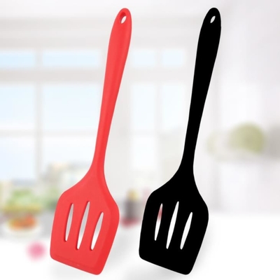 Warna Solid Food Grade gaya silikon slotted turner alat memasak
