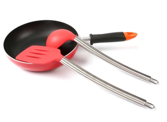 5 pcs set silikon set alat dapur dengan pegangan stainless steel