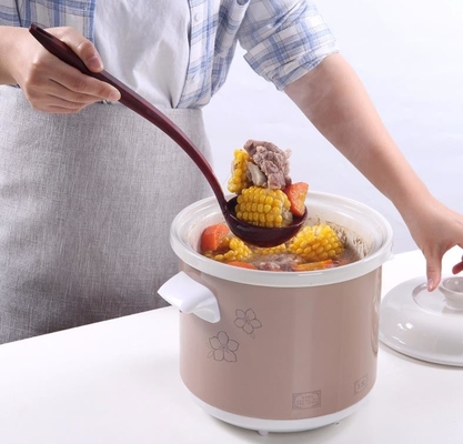 Permukaan Biji-bijian kayu Panjang menangani Food Grade Silikon Sup Sendok Peralatan Dapur