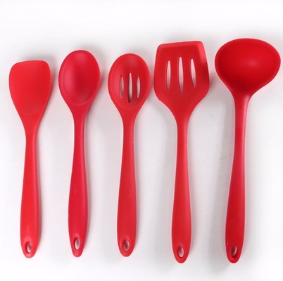 Food Grade warna Merah Silikon Memasak Peralatan Dapur Set 5 gaya yang berbeda