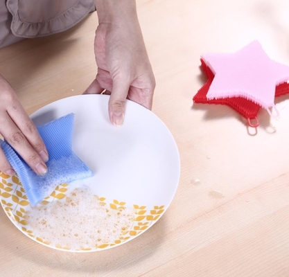 Food Grade Silicone Washing Brush Bentuk bintang untuk Membersihkan piring dan buah