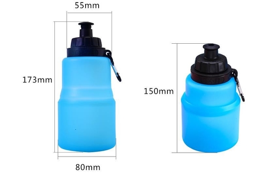 480ML botol olahraga Silikon Dilipat Food Grade BPA Gratis dengan logo kustom