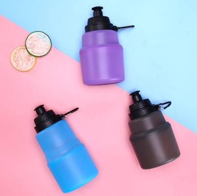 480ML botol olahraga Silikon Dilipat Food Grade BPA Gratis dengan logo kustom