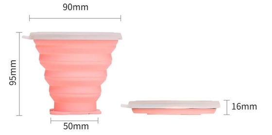 BPA Gratis Food Grade dilipat Silicone sport cup dengan lanyard panjang