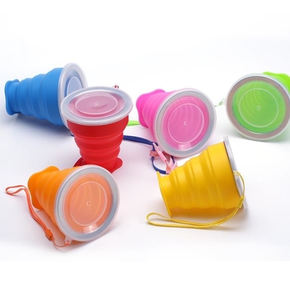 Portabel Food Grade Silicone penggunaan dilipat cangkir perjalanan dilipat