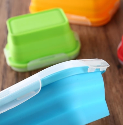 Set dari 4 Dilipat Silikon Wadah Penyimpanan Makanan FDA silikon kotak makan siang untuk anak-anak