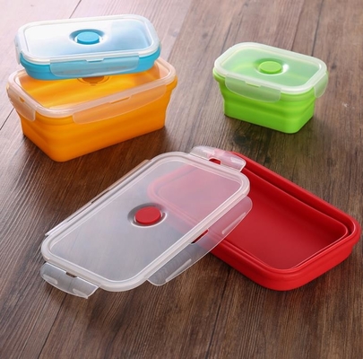 Set dari 4 Dilipat Silikon Wadah Penyimpanan Makanan FDA silikon kotak makan siang untuk anak-anak