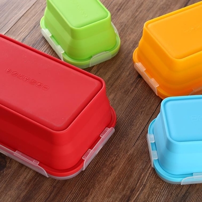 Set dari 4 Dilipat Silikon Wadah Penyimpanan Makanan FDA silikon kotak makan siang untuk anak-anak