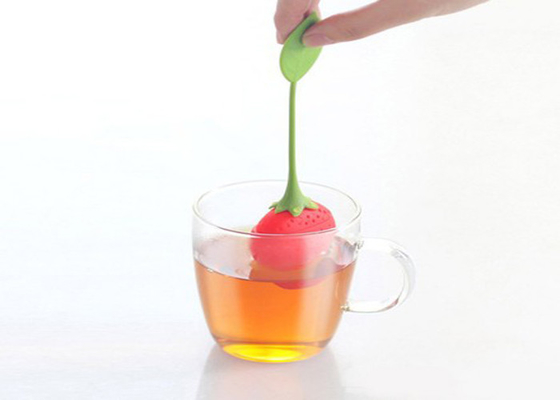 Custom Made Food Grade Silikon Pemegang Kantong Teh Lucu Strawberry Bentuk