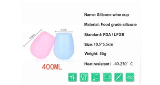 Unbreakable Reusable Colorful Silicon Cup Anggur, Gelas Anggur Silikon Kopi