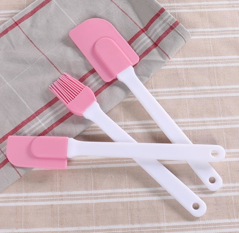 Hard Plastic Spatula Brush Tahan Panas, Silicone Cooking Spatula Warna Pink